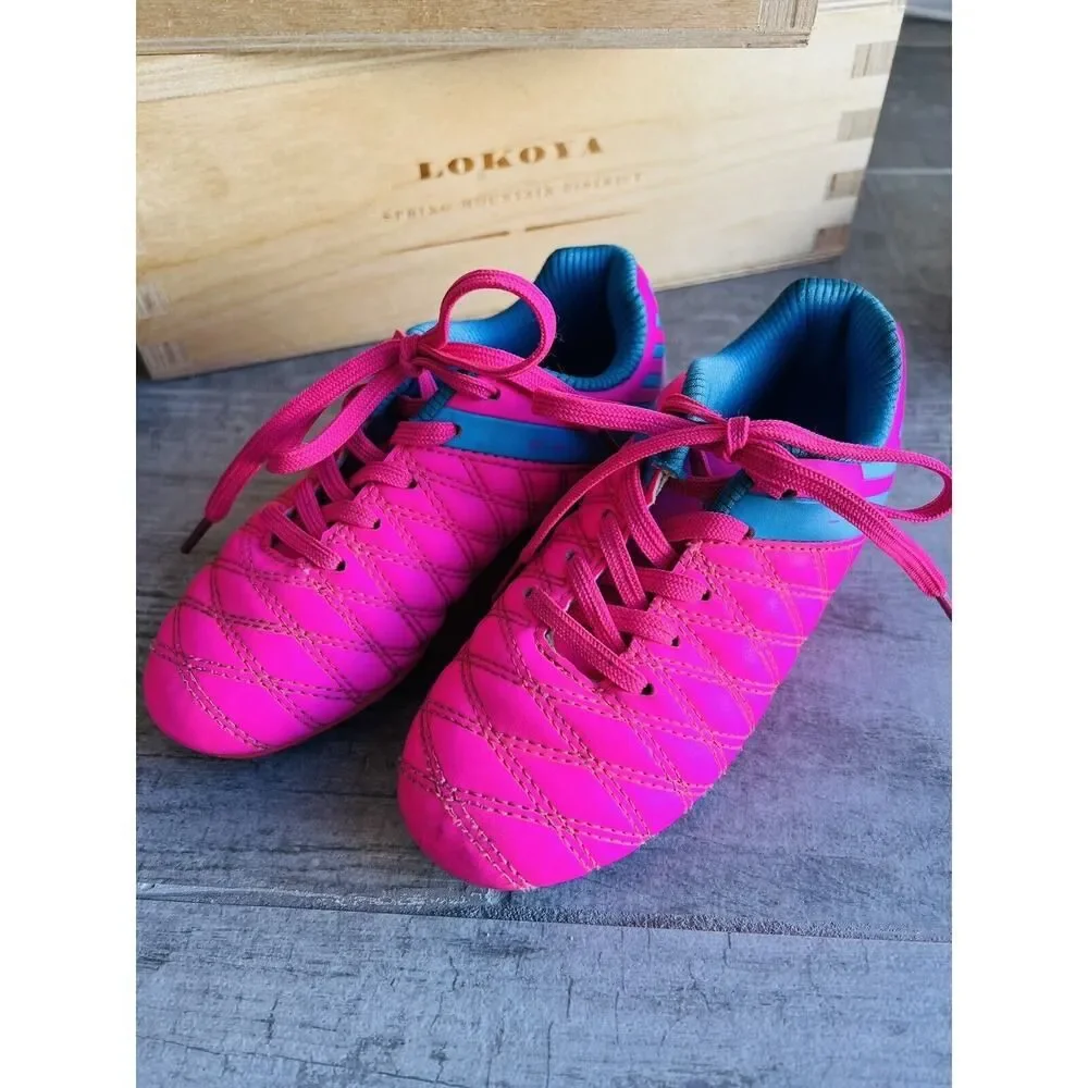 BROOMAN Youth Kids Girls Neon Pink Soccer Softball Cleats Athletic Shoes 11